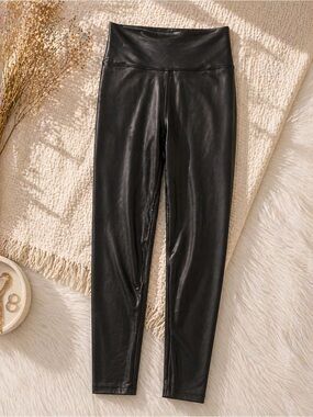 aerie Faux Leather High-Rise Leggings in Black